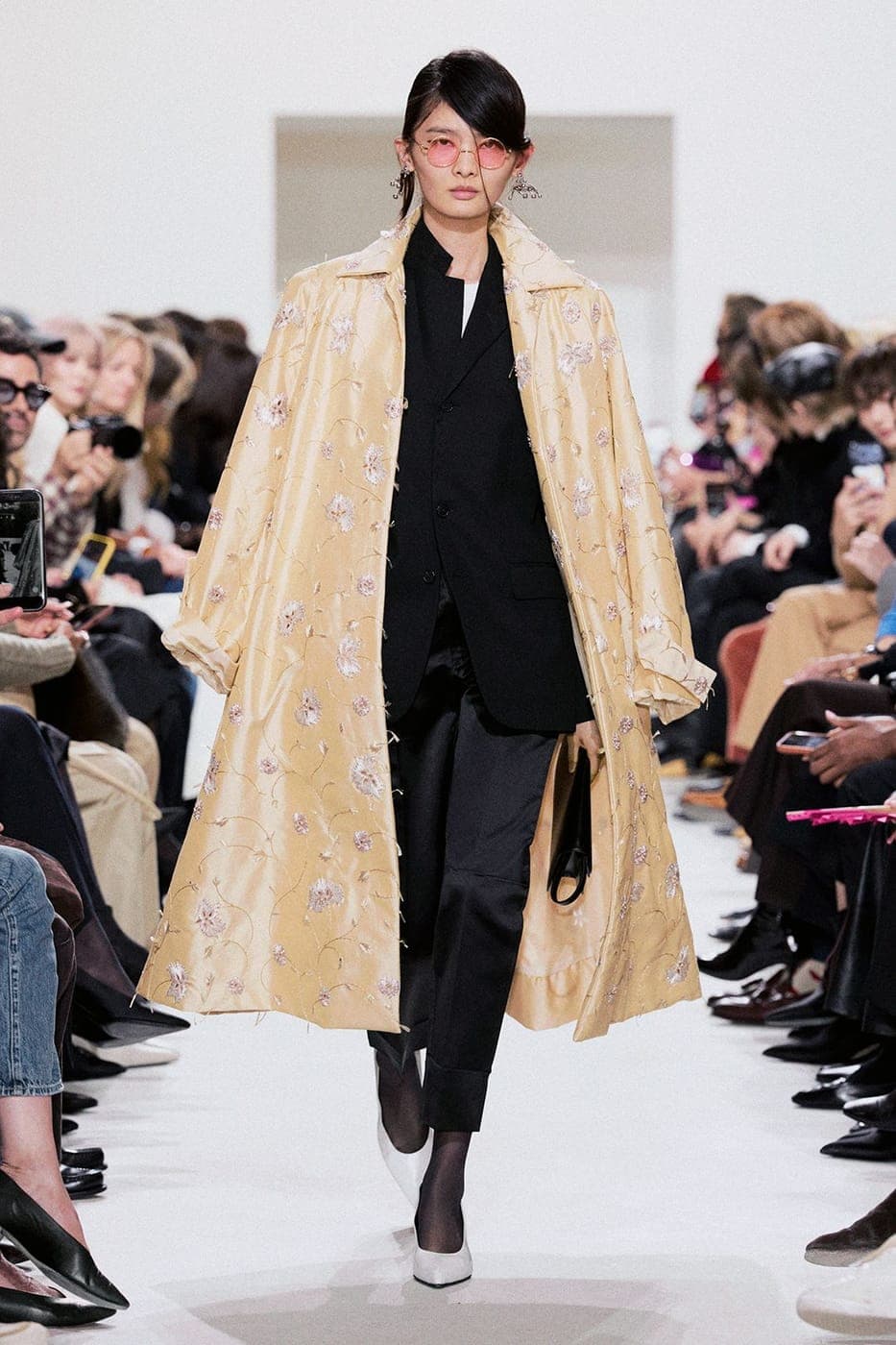Celine runway, gold coat
