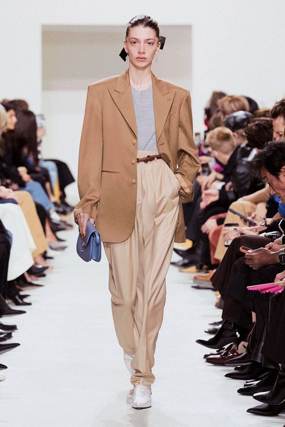 Celine runway, camel blazer and trousers