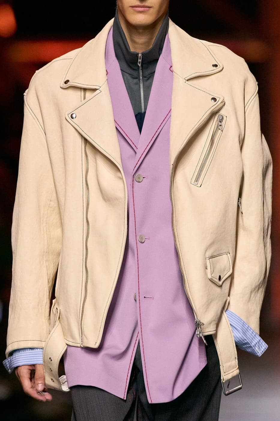 Diesel light leather jacket, detail