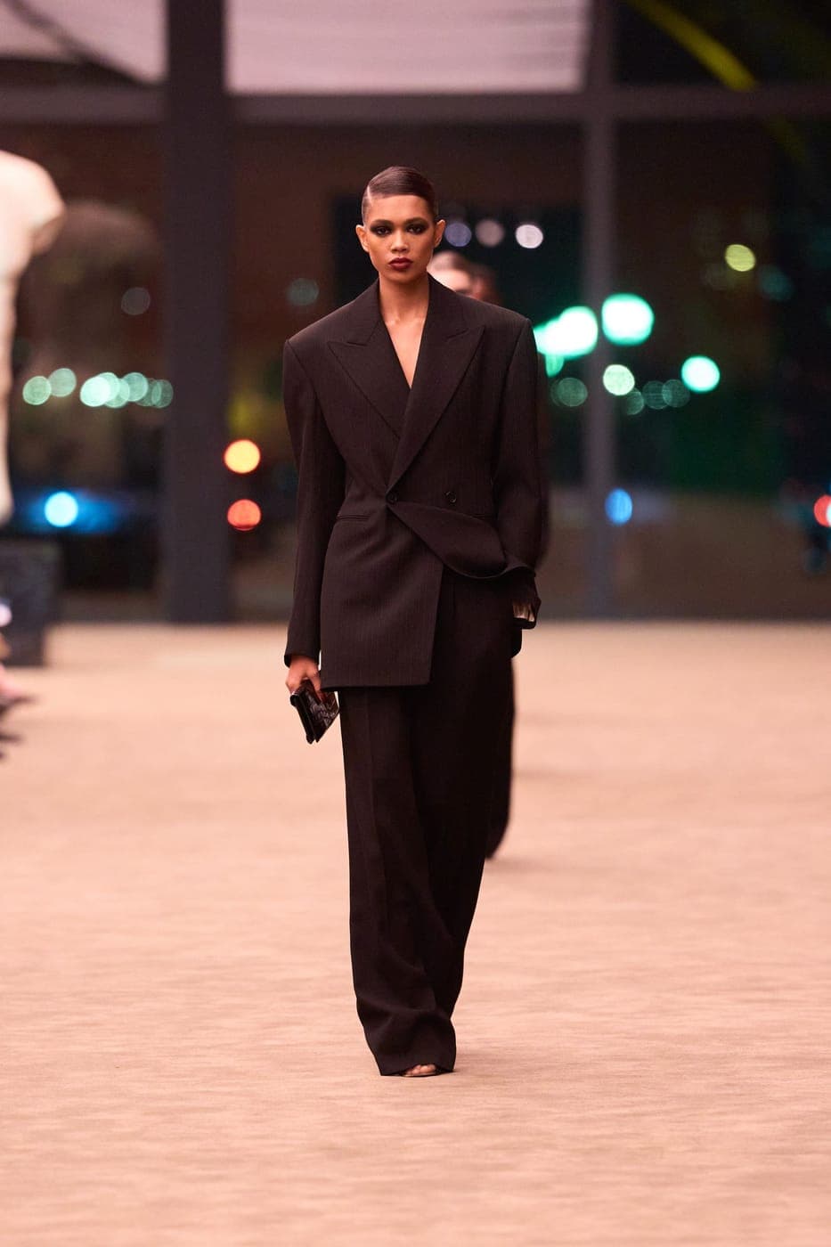 Saint Laurent dark suit at dusk