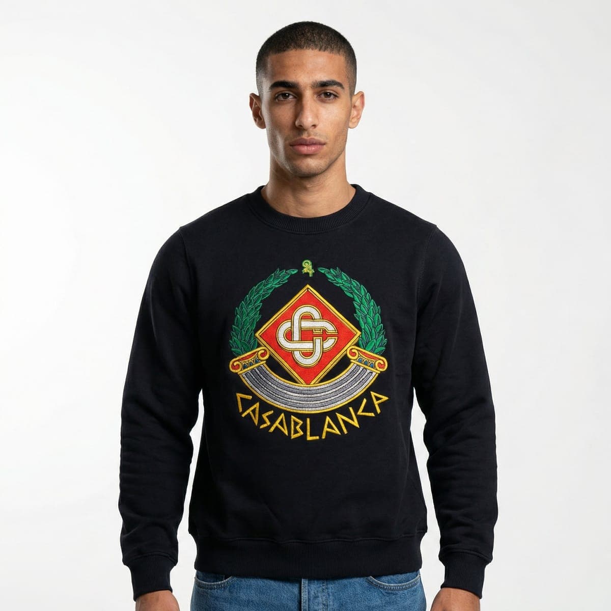 Black sweatshirt with embroidered crest, Casablanca
