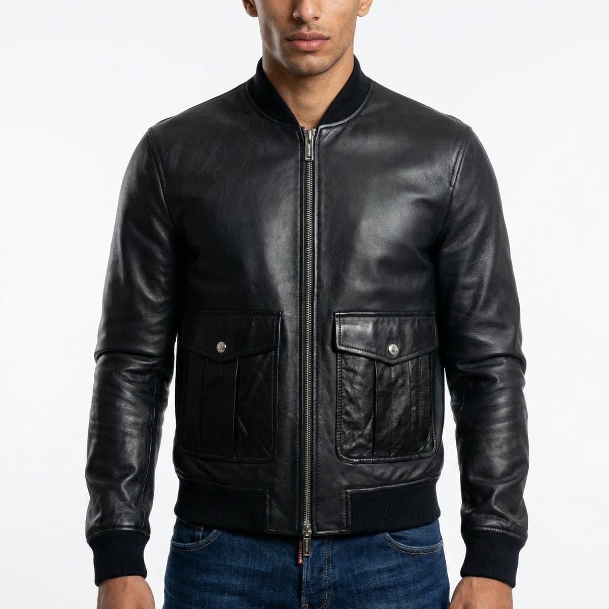 Černý kožený bomber Dsquared2