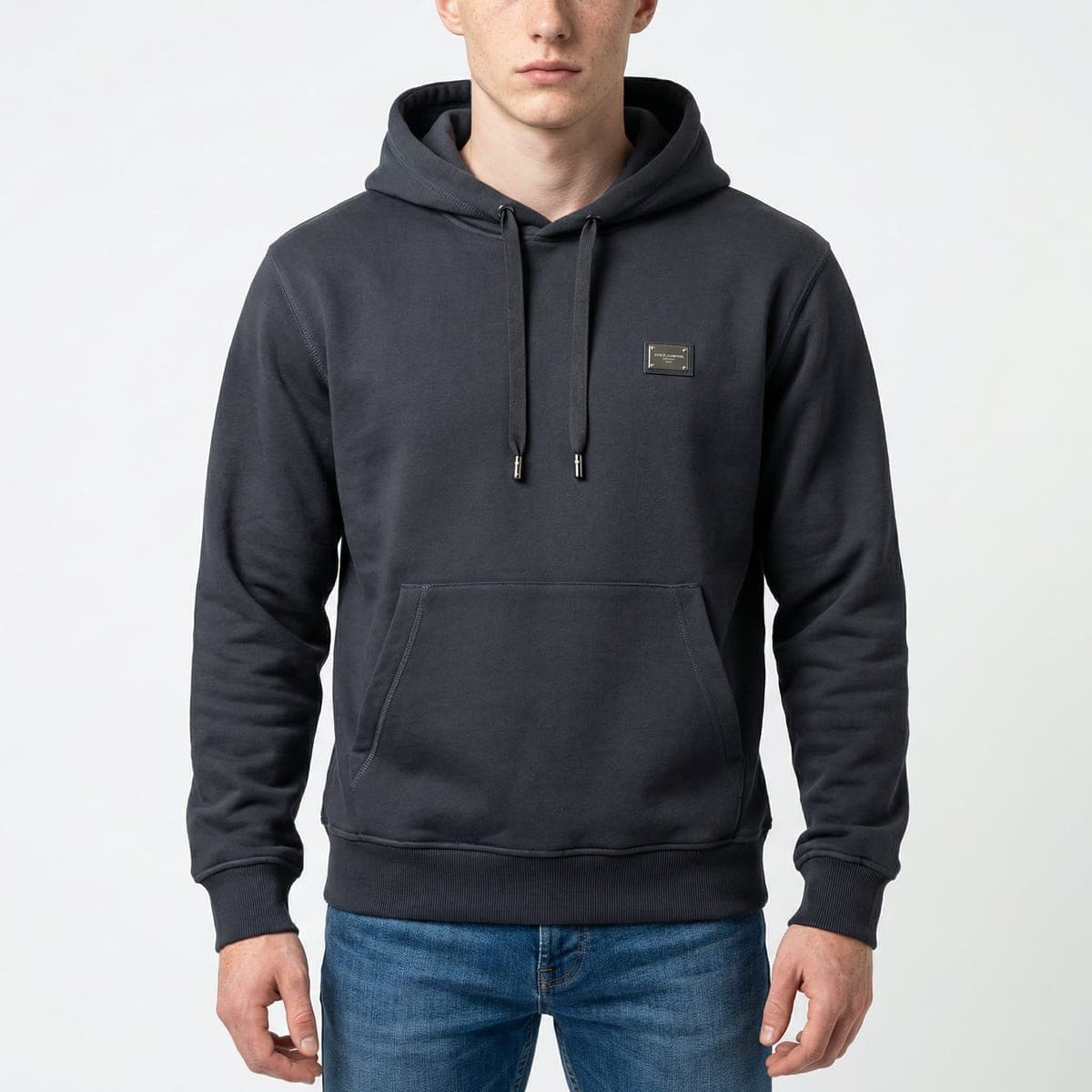 Black hoodie with metal logo, Dolce & Gabbana