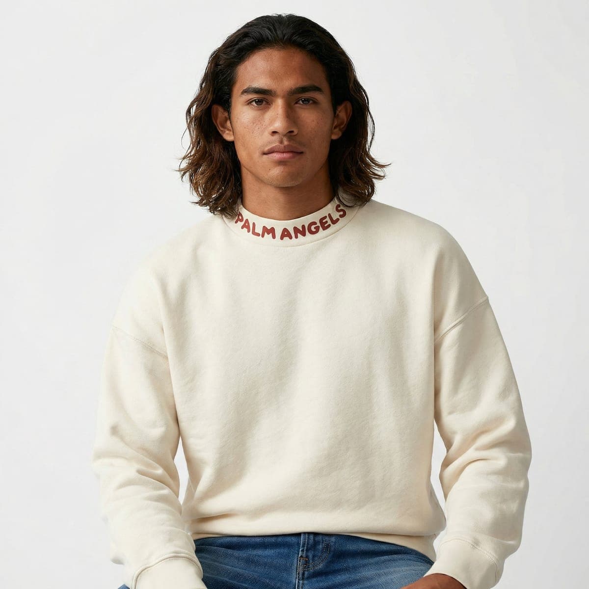 Grey collared sweatshirt, Palm Angels